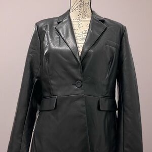 CAbi Faux Soft Leather vegan James Jacket Blazer Black NWOT Sz S